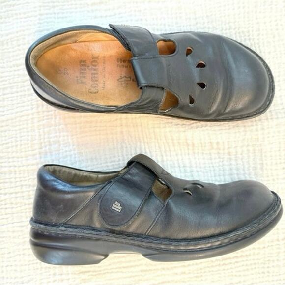 Finn Comfort Mary Jane Shoes Size 39 Black Leather Cut Out Buckle Germany - Picture 11 of 11